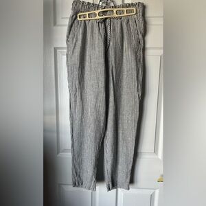Gray and white striped pants